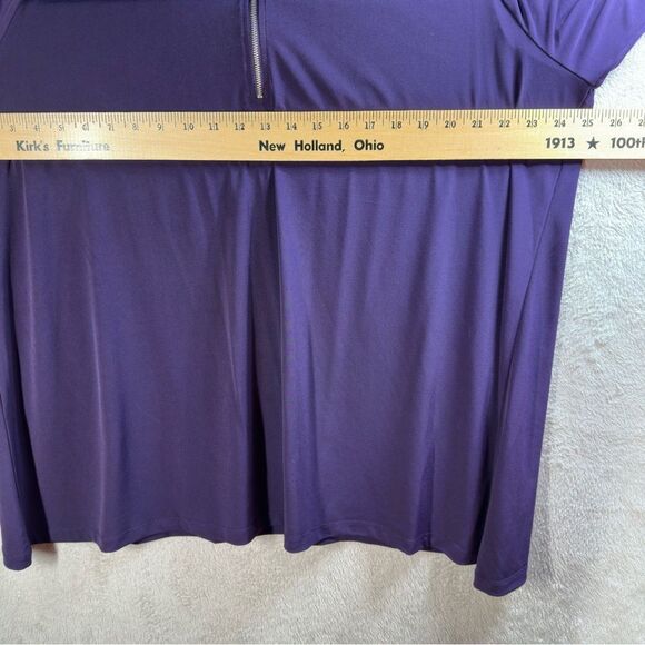 CJ Banks Purple Tunic Slinky Flowy Stretch Lightweight 1/4 Zip Women’s Plus 2X - Picture 5 of 8
